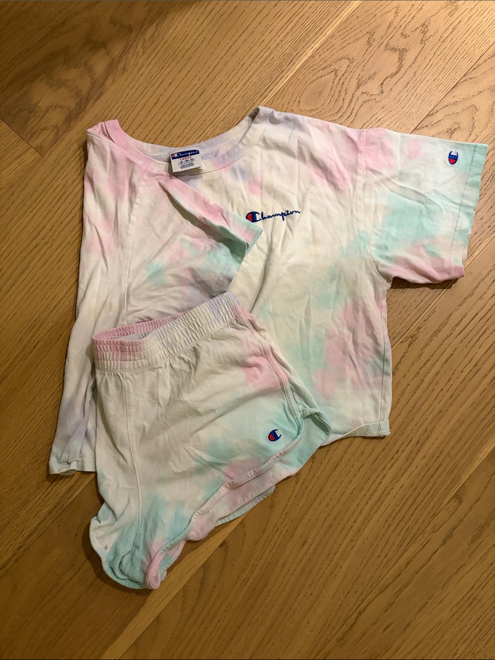 Champion Pastel Tie-Dye Tee & Shorts Set - Pink & Mint